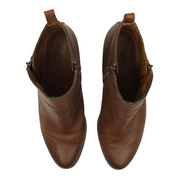 Lucky Brand Basel Ankle Boots Womens 10M Side Zip Toffee Leather Stacked Heel - Picture 10 of 16